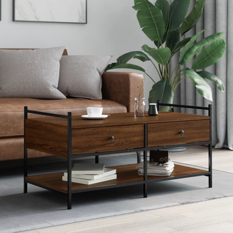 Table basse chêne marron 99x50x50 cm bois d'ingénierie 621822621822