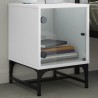 Table de chevet avec porte en verre blanc 35x37x50 cm 621823621823