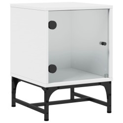 Table de chevet avec porte en verre blanc 35x37x50 cm 621823621823