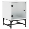 Table de chevet avec porte en verre blanc 35x37x50 cm 621823621823
