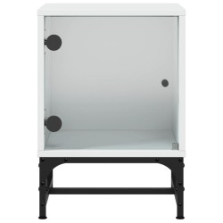 Table de chevet avec porte en verre blanc 35x37x50 cm 621823621823