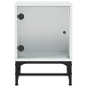 Table de chevet avec porte en verre blanc 35x37x50 cm 621823621823