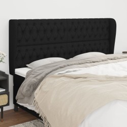 Tête de lit avec oreilles Noir 203x23x118/128 cm Tissu 621832621832