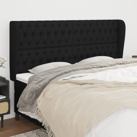 Tête de lit avec oreilles Noir 203x23x118/128 cm Tissu 621832621832