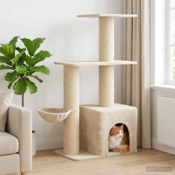 Arbre à chat avec poteaux à griffer en sisal Crème 133 cm 621833621833
