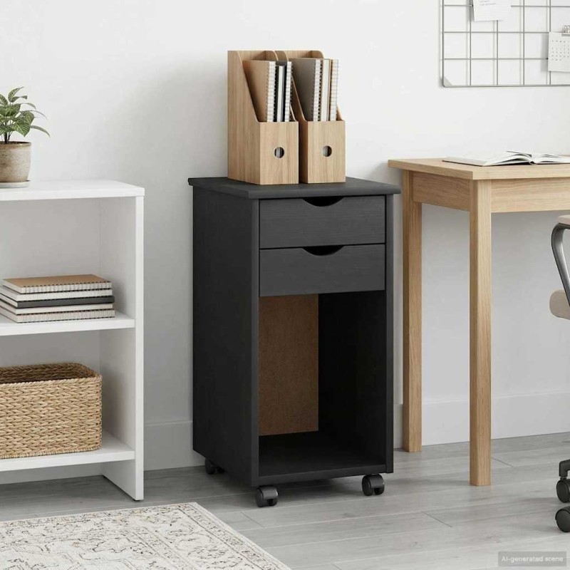 Cabinet roulant Gris 34 x 39 x 65,5 cm Pin massif 621849621849