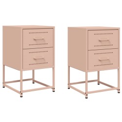 Tables de chevet 2 pcs rose 36x39x60,5 cm acier 621854621854