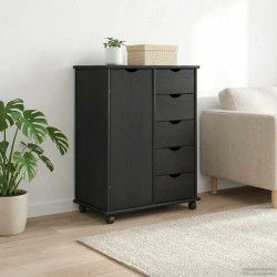 Cabinet roulant Gris 63,5 x 39 x 79 cm Bois de Pin Massif 621859621859