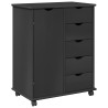 Cabinet roulant Gris 63,5 x 39 x 79 cm Bois de Pin Massif 621859621859