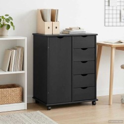 Cabinet roulant Gris 63,5 x 39 x 79 cm Bois de Pin Massif 621859621859