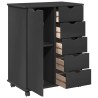 Cabinet roulant Gris 63,5 x 39 x 79 cm Bois de Pin Massif 621859621859