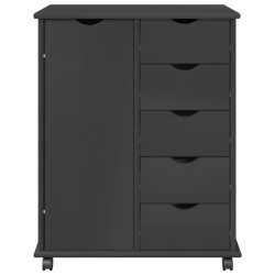 Cabinet roulant Gris 63,5 x 39 x 79 cm Bois de Pin Massif 621859621859