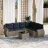 Ensemble de canapé de jardin 7 pcs avec coussins gris résine tressée 621864621864