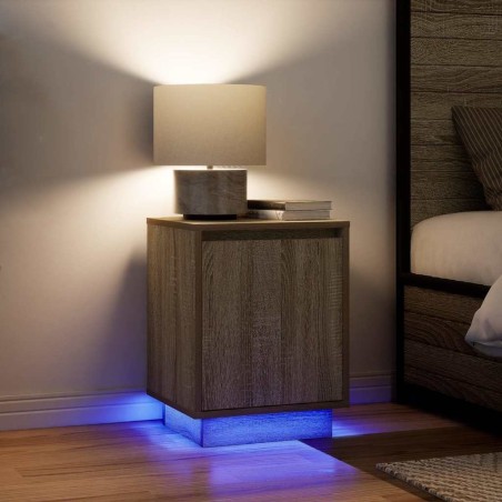 Tables de chevet avec lumières LED 2pcs chêne sonoma 38x34x50cm 621866621866