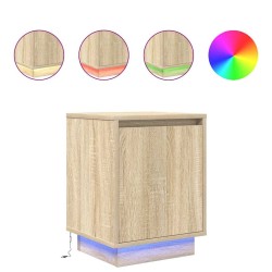 Tables de chevet avec lumières LED 2pcs chêne sonoma 38x34x50cm 621866621866