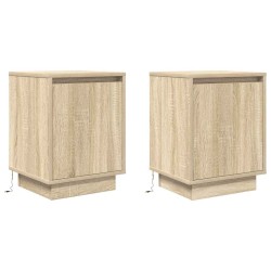 Tables de chevet avec lumières LED 2pcs chêne sonoma 38x34x50cm 621866621866