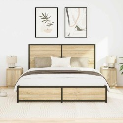 Tables de chevet avec lumières LED 2pcs chêne sonoma 38x34x50cm 621866621866