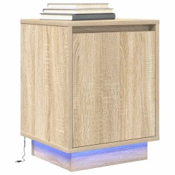 Tables de chevet avec lumières LED 2pcs chêne sonoma 38x34x50cm 621866621866
