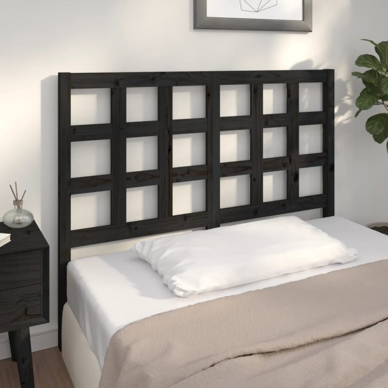 Tête de lit Noir 125,5x4x100 cm Bois massif de pin 621868621868