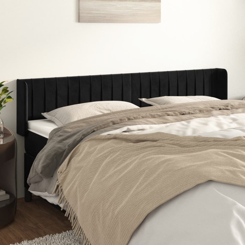Tête de lit avec oreilles Noir 203x16x78/88 cm Velours 621872621872