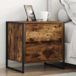 Table de chevet avec tiroir 2 pcs Chêne Fumé 50 x 39,5 x 50 cm 621876621876