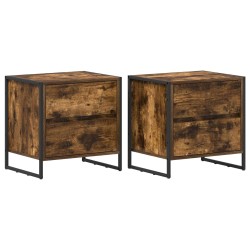 Table de chevet avec tiroir 2 pcs Chêne Fumé 50 x 39,5 x 50 cm 621876621876