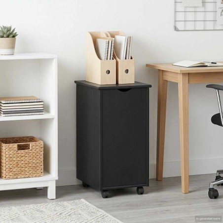 Cabinet roulant Noir 34 x 39 x 65,5 cm Bois de Pin Massif 621879621879