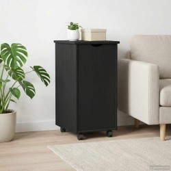 Cabinet roulant Noir 34 x 39 x 65,5 cm Bois de Pin Massif 621879621879