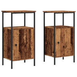 Tables de chevet 2 pcs vieux bois 41x31x80 cm bois d'ingénierie 621885621885