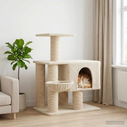 Arbre à chat avec poteaux à griffer en sisal Crème 96 cm 621886621886