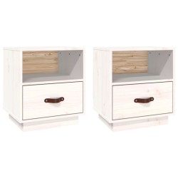 Tables de chevet 2 pcs Blanc 40x34x45 cm Bois de pin massif 621890621890