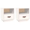 Tables de chevet 2 pcs Blanc 40x34x45 cm Bois de pin massif 621890621890