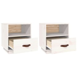 Tables de chevet 2 pcs Blanc 40x34x45 cm Bois de pin massif 621890621890