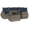 Ensemble de canapé de jardin 5 pcs avec coussins gris résine tressée 621895621895