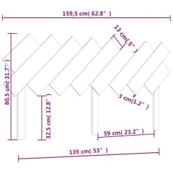 Tête de lit Noir 159,5x3x80,5 cm Bois massif de pin 621898621898