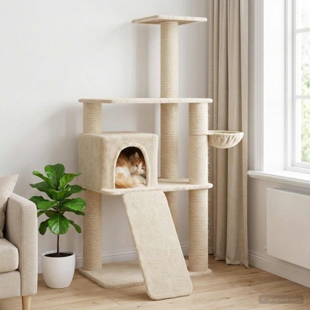 Arbre à chat avec poteaux à griffer en sisal Crème 173 cm 621912621912