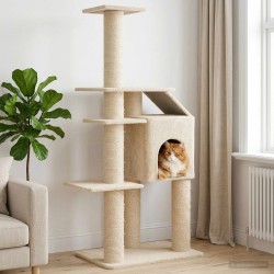 Arbre à chat avec poteaux à griffer en sisal Crème 183 cm 621913621913