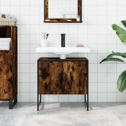 Armoire lavabo de salle de bain chêne fumé 60x33x60 cm 621938621938