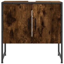 Armoire lavabo de salle de bain chêne fumé 60x33x60 cm 621938621938