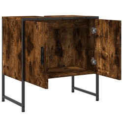 Armoire lavabo de salle de bain chêne fumé 60x33x60 cm 621938621938