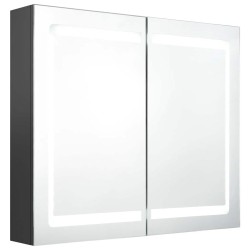 Armoire de salle de bain à miroir LED gris 80x12x68 cm 621940621940