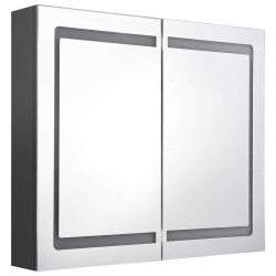 Armoire de salle de bain à miroir LED gris 80x12x68 cm 621940621940
