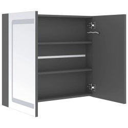 Armoire de salle de bain à miroir LED gris 80x12x68 cm 621940621940