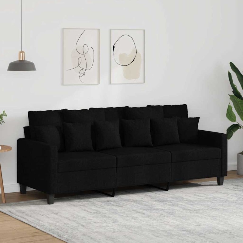 Canapé à 3 places Noir 180 cm Tissu 621949621949