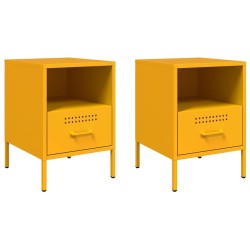 Tables de chevet 2 pcs jaune moutarde 36x39x50,5 cm acier 621962621962