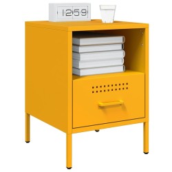 Tables de chevet 2 pcs jaune moutarde 36x39x50,5 cm acier 621962621962