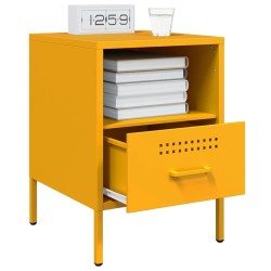 Tables de chevet 2 pcs jaune moutarde 36x39x50,5 cm acier 621962621962