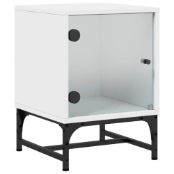 Tables de chevet avec portes en verre 2 pcs blanc 35x37x50 cm 621963621963