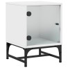 Tables de chevet avec portes en verre 2 pcs blanc 35x37x50 cm 621963621963