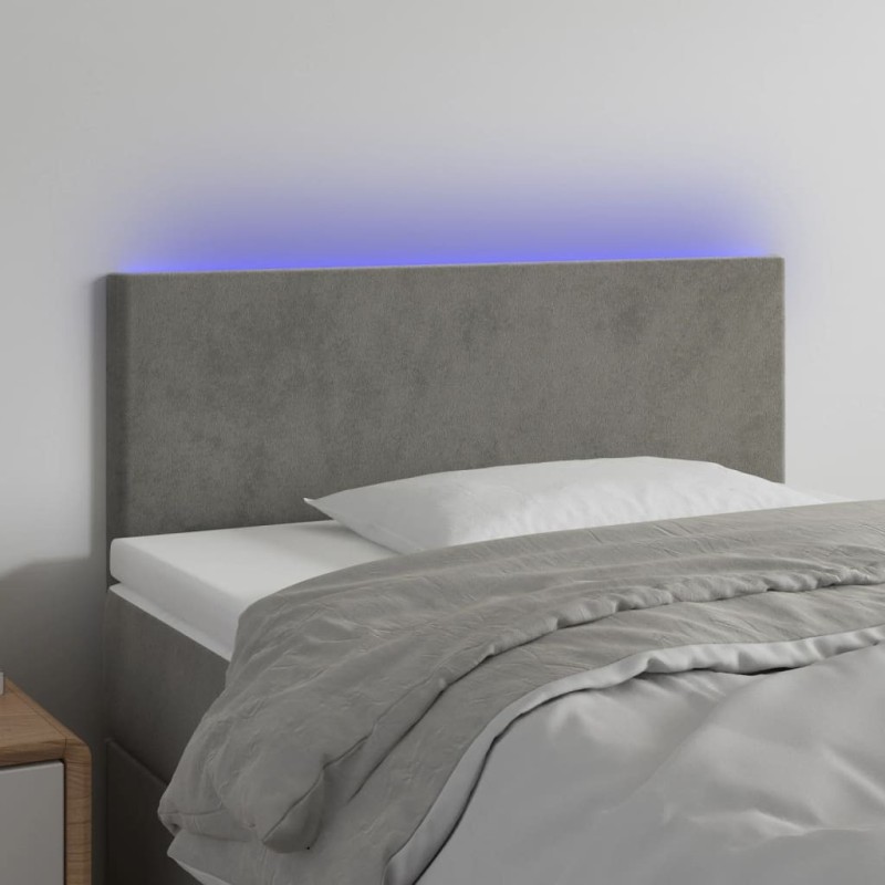 Tête de lit à LED Gris clair 90x5x78/88 cm Velours 621985621985